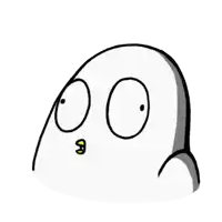 a cartoon drawing of a ghost with big eyes and a yellow mouth