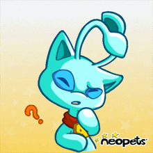 a cartoon of a cat with a question mark next to it and the word neopets on the bottom