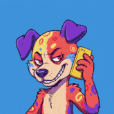 a cartoon of a dog talking on a cell phone with despicable dogs written on the bottom
