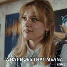 What Does That Mean Aimee Gibbs GIF - What Does That Mean Aimee Gibbs Sex Education GIFs