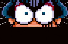 a pixel art of a face with the words oh no