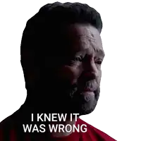 a man with the words i knew it was wrong written on his face