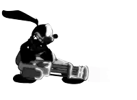 a black and white cartoon rabbit is holding a guitar