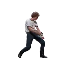 a man wearing a white shirt that says vote for pride is dancing
