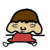a cartoon drawing of a girl with a red dress and a nose bleeding