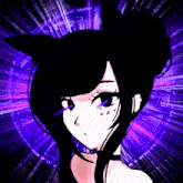 a drawing of a girl with cat ears and a choker