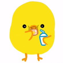 bird cute animal yellow drink