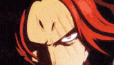 a close up of a person with red hair