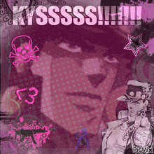 a pink background with a skull and crossbones and the words sssss !!!