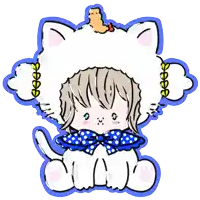 a drawing of a girl wearing a white cat hat
