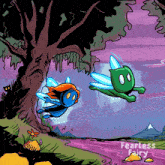 a cartoon drawing of a fairy and a monster with the words fearless fairy below them