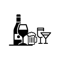 a bottle of wine , a glass of beer , a martini glass and a mug of beer .