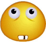 a yellow smiley face with big eyes and missing teeth