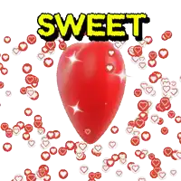 a red heart is surrounded by hearts and the words sweet are above it