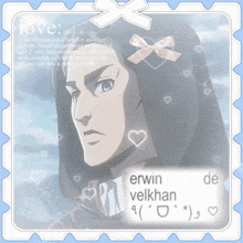 a picture of a man with a bow on his head and the word love on it