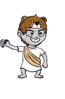 a cartoon drawing of a boy dressed as a teddy bear