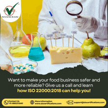 a poster that says " want to make your food business safer and more reliable " on it