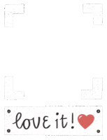 a sign that says love it with a red heart in the center