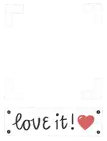 a sign that says love it with a red heart in the center