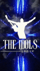 a poster for the idols group shows a man holding a guitar with his arms outstretched