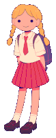 a cartoon drawing of a girl wearing a school uniform