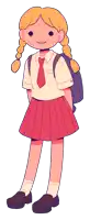 a cartoon drawing of a girl wearing a school uniform