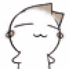 a pixel art drawing of a cat with a crown on its head .