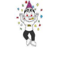 a cartoon monkey is wearing a party hat and sunglasses