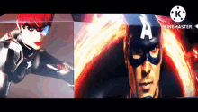 black widow and captain america are featured on a screen