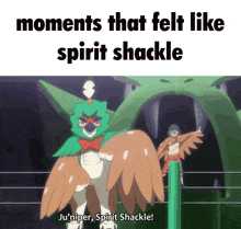a cartoon of a bird with the words " moments that felt like spirit shackle "