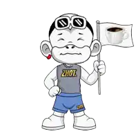 a cartoon character with a zhot shirt on