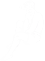 a black and white drawing of a naked woman sitting on a white background .