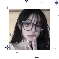 a pixel art of a girl wearing glasses and nails