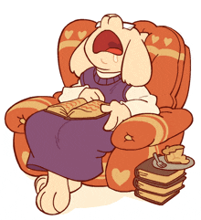 a cartoon drawing of a dog reading a book