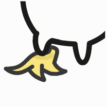 a cartoon drawing of a hand with a yellow arrow pointing to the right