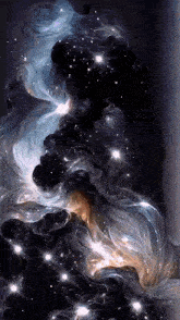 a painting of a galaxy with stars and smoke