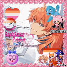 a picture of a girl with the words lesbians love romani archaman