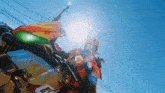 the sun is shining brightly on a motorcycle with a sticker on the front that says ' sd '