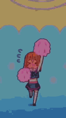 a pixelated image of a girl in a red dress