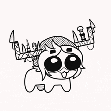 a black and white drawing of a cartoon character with the letters aa and a on its head