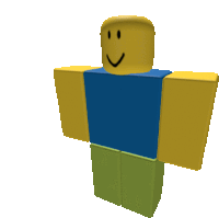 a roblox character with a blue shirt and yellow arms is smiling