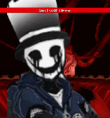 a cartoon character with a top hat and a smile on his face with the words smiling figure below him