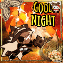 a picture of a cookie with a harp and the words good night