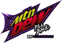 a logo for mtn dew pitch black is shown on a white background