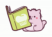 reading pembe pembe the pink cat studying looking through a book