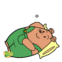 a cartoon of pants bear laying down with a thought bubble saying " can t wait to see you "