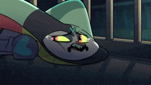 a cartoon character is laying down with the words y-y-yes written below him