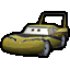 a pixel art drawing of a yellow car with a face on it .