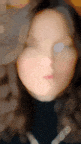 a blurred image of a woman 's face with her eyes closed