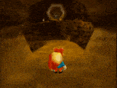 a fox in a blue shirt is standing in a cave in a video game